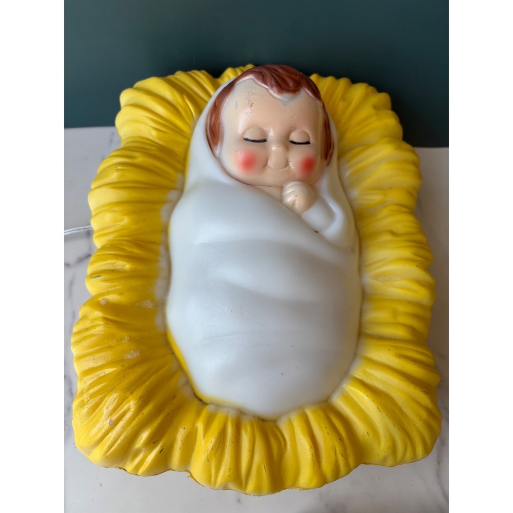 Vintage General Foam Plastics Baby Jesus Manger Blow Mold Christmas Nativity 12"